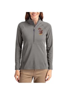 Womens Minnesota Golden Gophers Graphite Cutter and Buck Vault Adapt Eco Qtr Zip Pullover