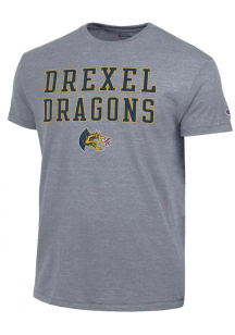 Drexel Dragons Dark Grey Champion Stacked Tri-Blend Short Sleeve Fashion T Shirt