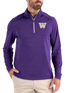 Cutter and Buck Washington Huskies Mens Purple Coastline Long Sleeve Qtr Zip Pullover