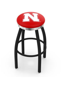 Black Nebraska Cornhuskers Chrome Seat Pub Stool