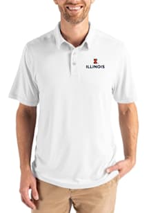 Cutter and Buck Illinois Fighting Illini Mens White Coastline Eco Short Sleeve Polo