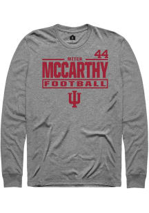 Mitch McCarthy Mens Graphite Indiana Hoosiers NIL Stacked Box Long Sleeve Player T Shirt