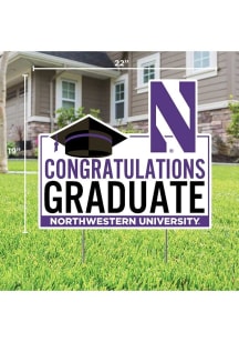 White Northwestern Wildcats Congratulations Graduate Yard Sign