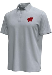 Under Armour Wisconsin Badgers Mens Grey Icon Short Sleeve Polo