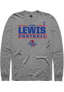 Champ Lewis Mens Graphite Tulsa Golden Hurricane NIL Stacked Box Long Sleeve Player T Shirt
