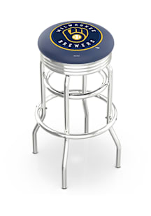Milwaukee Brewers Double-Ring Swivel Chrome Pub Stool - Silver