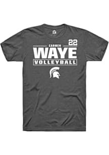 Carmen Waye Michigan State Spartans Dark Grey NIL Stacked Box Short Sleeve Player T Shirt