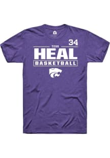 Tess Heal Rally Mens Purple K-State Wildcats NIL Stacked Box Player T Shirt