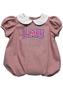 Vive La Fete Loyola Marymount Lions Baby Crimson Gingham Collar Short Sleeve One Piece