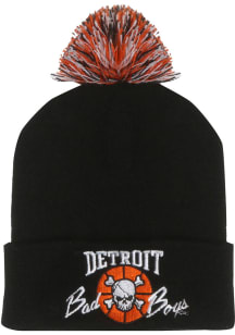Detroit Pistons Black Cuff Pom Mens Knit Hat