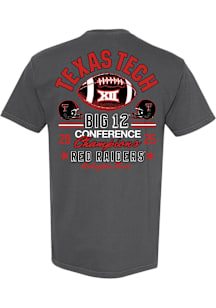 Texas Tech Red Raiders Charcoal 2025 Big 12 Football Champions Script Short Sleeve T Shirt