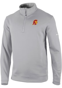 Mens USC Trojans Grey Columbia Heat Seal Omni Wick Wickhams Hills Qtr Zip Pullover