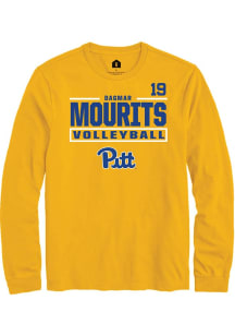Dagmar Mourits Mens Gold Pitt Panthers NIL Stacked Box Long Sleeve Player T Shirt