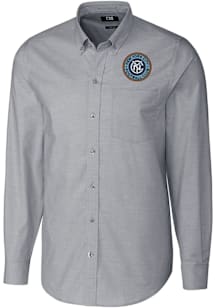 Cutter and Buck New York City FC Mens Charcoal Stretch Oxford Long Sleeve Dress Shirt