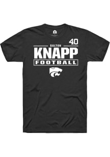 Dalton Knapp Rally Mens Black K-State Wildcats NIL Stacked Box Player T Shirt
