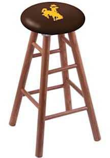 Wyoming Cowboys Round Cushion Oak Pub Stool - Brown
