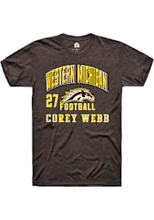 Corey Webb Western Michigan Broncos Brown Football NIL Arch Logo Short Sleeve Player T Shirt