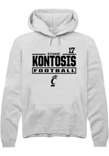 Giyahni Kontosis Rally Mens White Cincinnati Bearcats NIL Stacked Box Player Hood