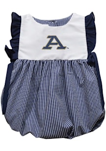 Vive La Fete Akron Zips Baby Girls Navy Blue Gingham Bubble Short Sleeve Dress