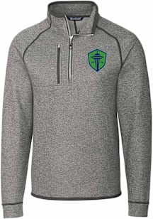 Cutter and Buck Seattle Sounders FC Mens Grey Mainsail Long Sleeve Qtr Zip Pullover