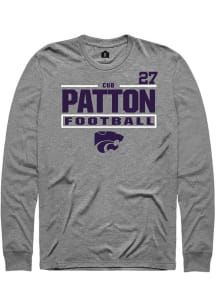 Cub Patton Mens Graphite K-State Wildcats NIL Stacked Box Long Sleeve Player T Shirt