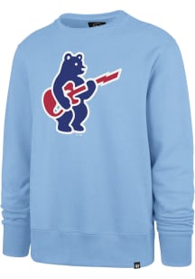 47 Chicago Cubs Mens Light Blue Electric Bear Headline Long Sleeve Crew Sweatshirt