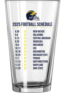 Navy Blue Michigan Wolverines team schedule listing Pint Glass