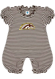 Baby Brown Western Michigan Broncos Stripe Puff Sleeve Short Sleeve One Piece