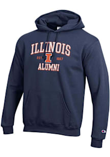 Champion Illinois Fighting Illini Mens Navy Blue Est Alumni Powerblend Long Sleeve Hoodie
