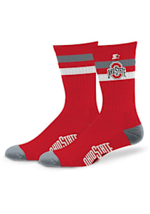 Ohio State Buckeyes Team Color Two Stripe Mens Crew Socks
