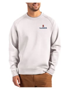 Mens Illinois Fighting Illini Grey Cutter and Buck Roam Crew Sweatshirt