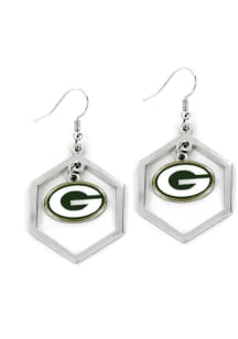 Green Bay Packers Hexagon Cutout Womens Earrings