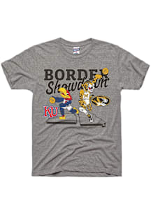 Charlie Hustle Kansas Jayhawks Grey Basketball 2025 Border Showdown Mascots Short Sleeve Fashion T..