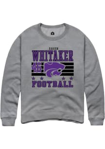 Darien Whitaker Rally Mens Grey K-State Wildcats NIL Striped Player Crew