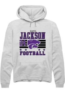 Martel Jackson Rally Mens White K-State Wildcats NIL Striped Player Hood