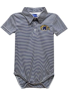 Vive La Fete Kent State Golden Flashes Baby Blue Pencil Stripe Short Sleeve One Piece Polo