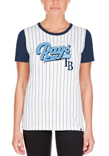 New Era Tampa Bay Rays Womens White Striped Short Sleeve T-Shirt