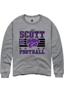 jojo scott Rally Mens Grey K-State Wildcats NIL Striped Player Crew