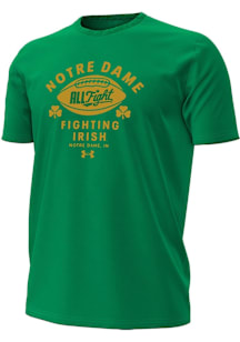 Under Armour Notre Dame Fighting Irish Green Football Football All Fight Performance Short Sleeve..
