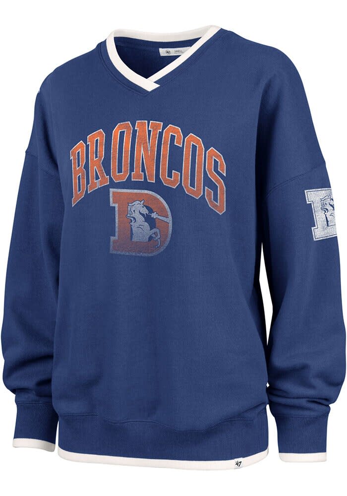 Denver Broncos Womens NAVY Clubhouse Daze Long Sleeve Crew