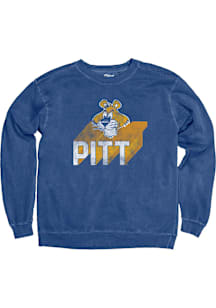 Blue 84 Pitt Panthers Mens Blue Garment Dyed Long Sleeve Fashion Sweatshirt