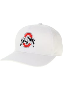 Ohio State Buckeyes Mens White Back Nine Stretch Fit Primary Mark Flex Hat