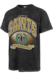 47 New Orleans Saints Womens Black Stoney Clover Glitter Tubular Short Sleeve T-Shirt