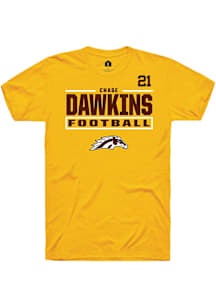 Chase Dawkins Western Michigan Broncos Gold Football NIL Stacked Box Short Sleeve Player T Shirt