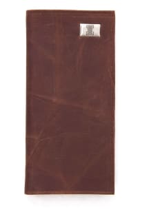 Leather Secretary Illinois Fighting Illini Mens Bifold Wallet - Brown