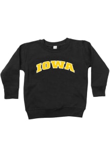 Iowa Hawkeyes Youth Black Arched Wordmark Long Sleeve Crew Sweatshirt