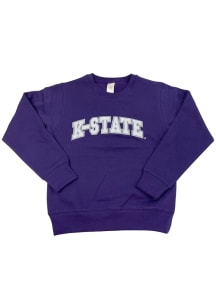 K-State Wildcats Youth Purple Arched Wordmark Long Sleeve Crew Sweatshirt