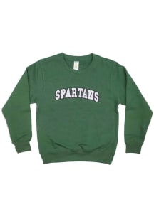 Michigan State Spartans Youth Green Arched Wordmark Long Sleeve Crew Sweatshirt