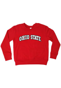 Ohio State Buckeyes Youth Red Arched Wordmark Long Sleeve Crew Sweatshirt