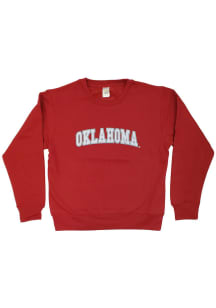 Oklahoma Sooners Youth Cardinal Arched Wordmark Long Sleeve Crew Sweatshirt